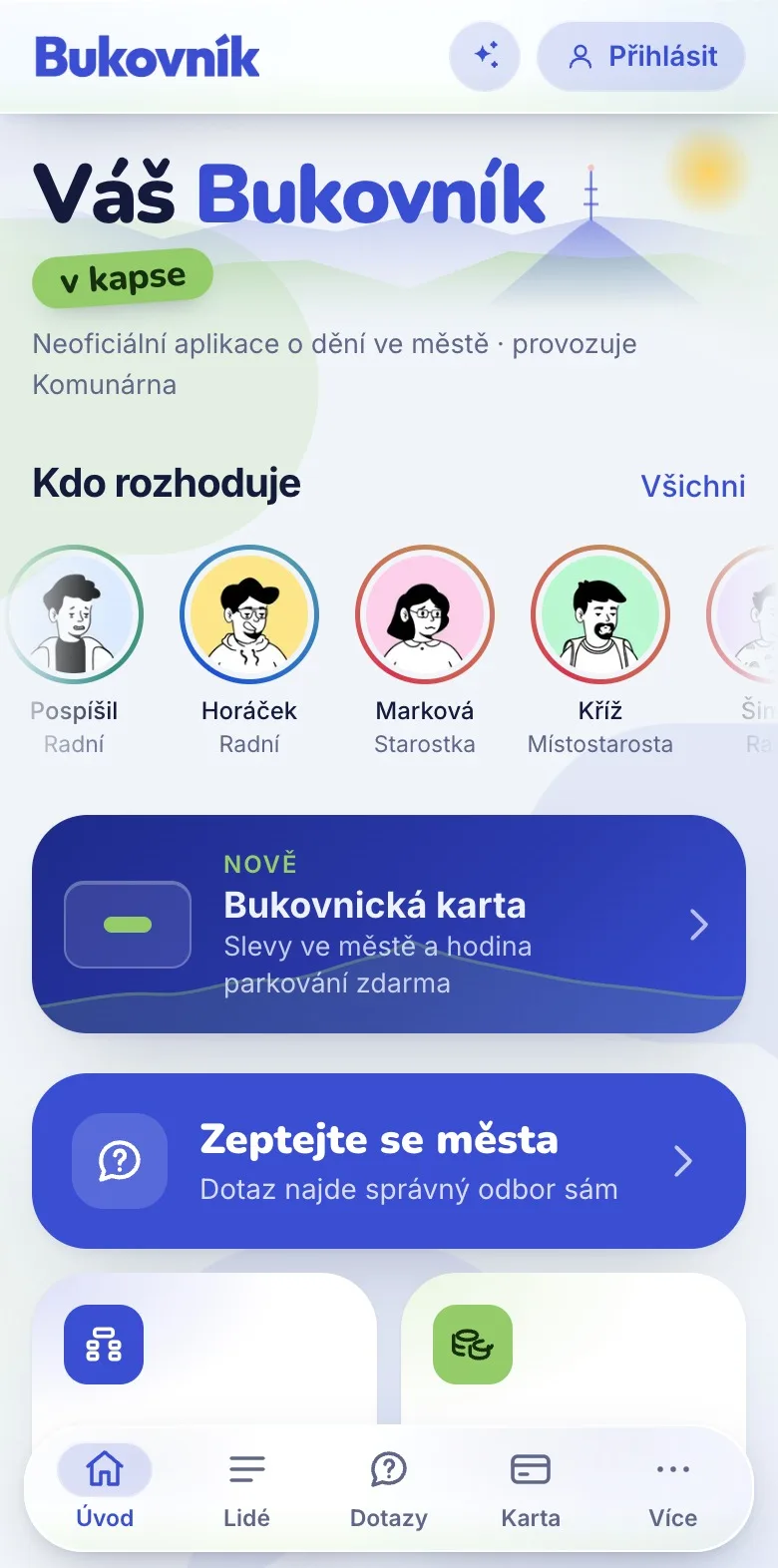 Ukázka aplikace pro obec Bukovník